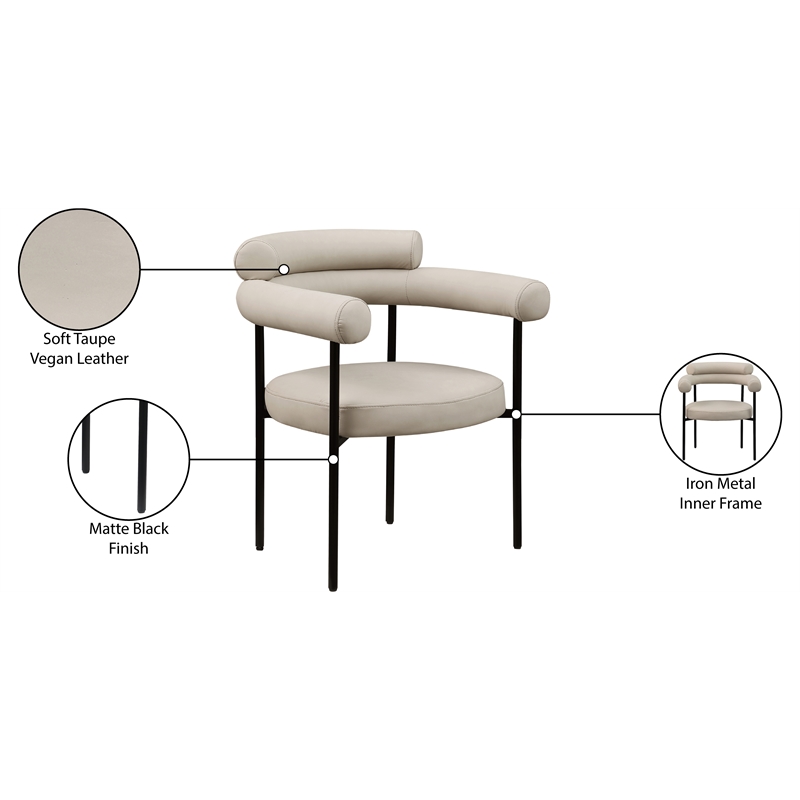 Meridian Furniture Blake Taupe Vegan Leather Dining Chair (Set of 2)