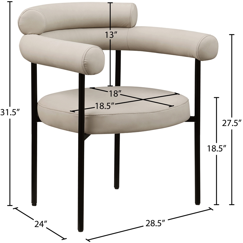 Meridian Furniture Blake Taupe Vegan Leather Dining Chair (Set of 2)