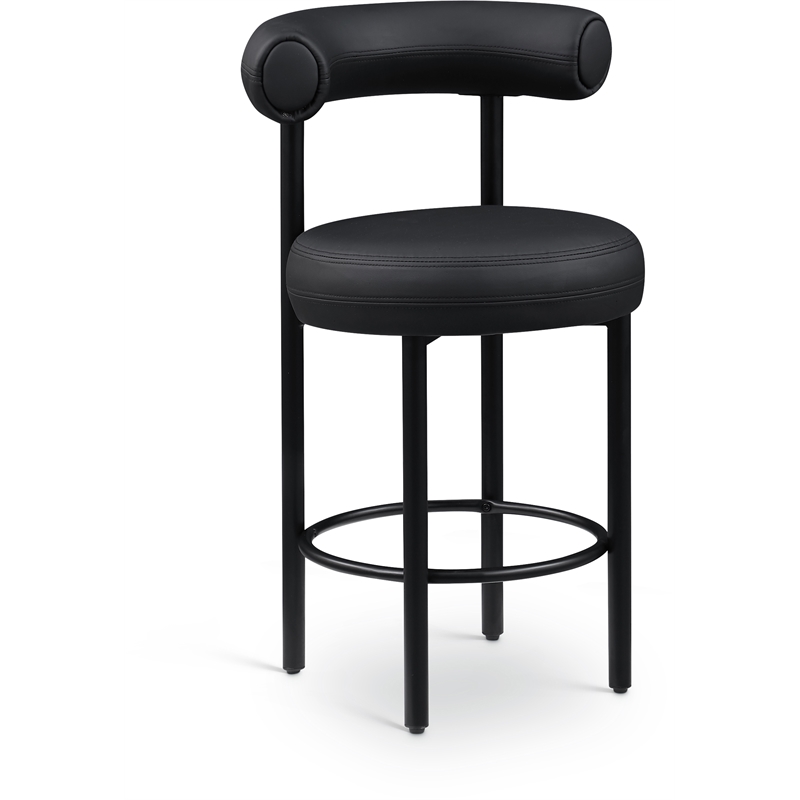 Meridian Furniture Bordeaux Black Vegan Leather Counter Stool (Set of 2)