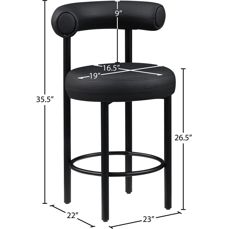 Meridian Furniture Bordeaux Black Vegan Leather Counter Stool (Set of 2)