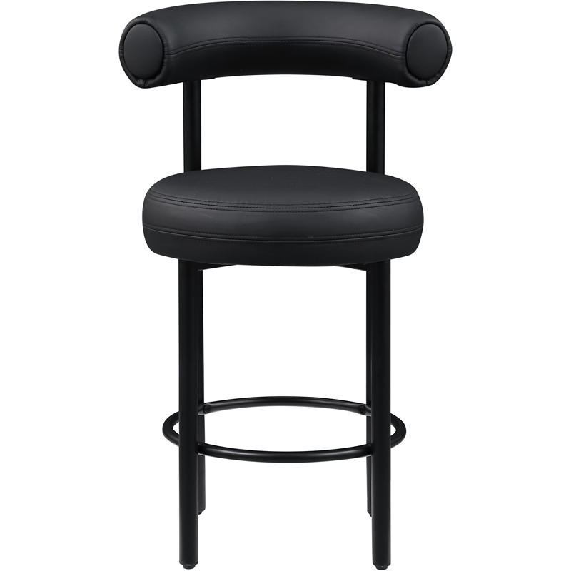 Meridian Furniture Bordeaux Black Vegan Leather Counter Stool (Set of 2)