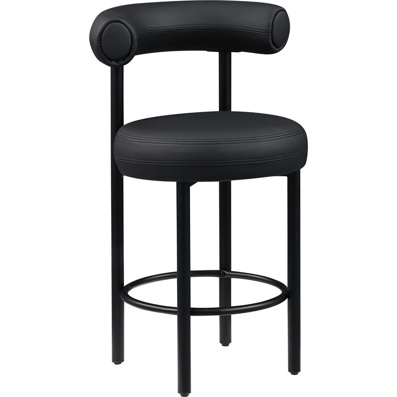 Meridian Furniture Bordeaux Black Vegan Leather Counter Stool (Set of 2)