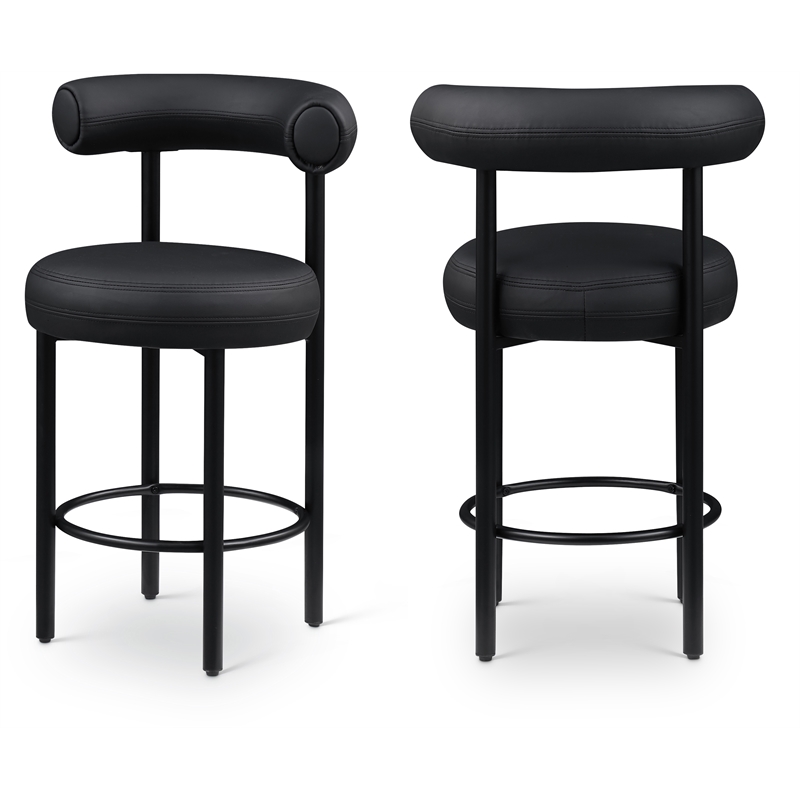 Meridian Furniture Bordeaux Black Vegan Leather Counter Stool (Set of 2)