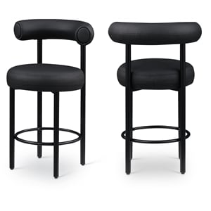 Meridian Furniture Bordeaux Black Vegan Leather Counter Stool (Set of 2)