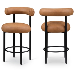 Meridian Furniture Bordeaux Cognac Vegan Leather Counter Stool (Set of 2)