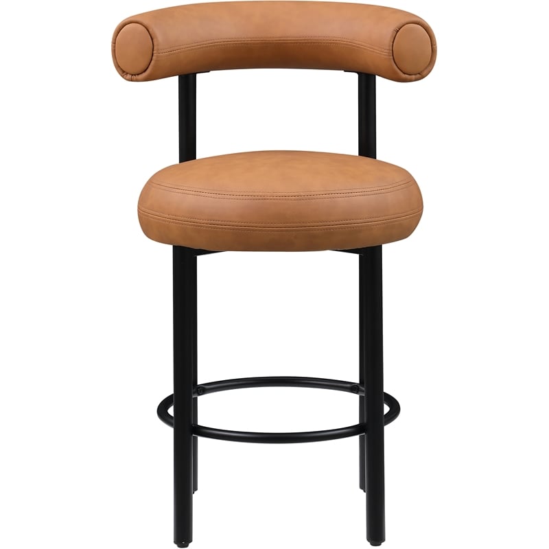 Meridian Furniture Bordeaux Cognac Vegan Leather Counter Stool (Set of 2)