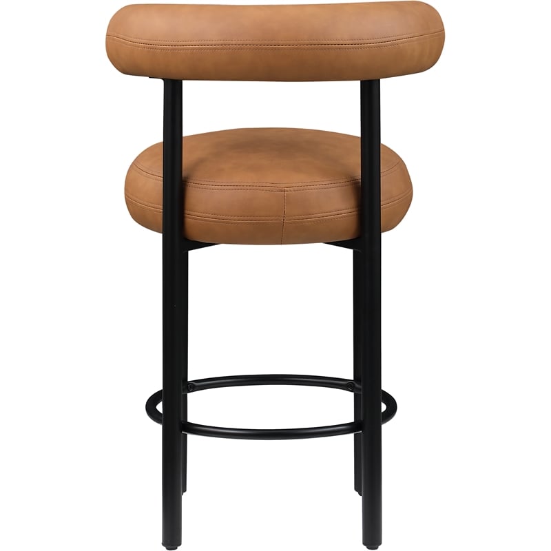 Meridian Furniture Bordeaux Cognac Vegan Leather Counter Stool (Set of 2)