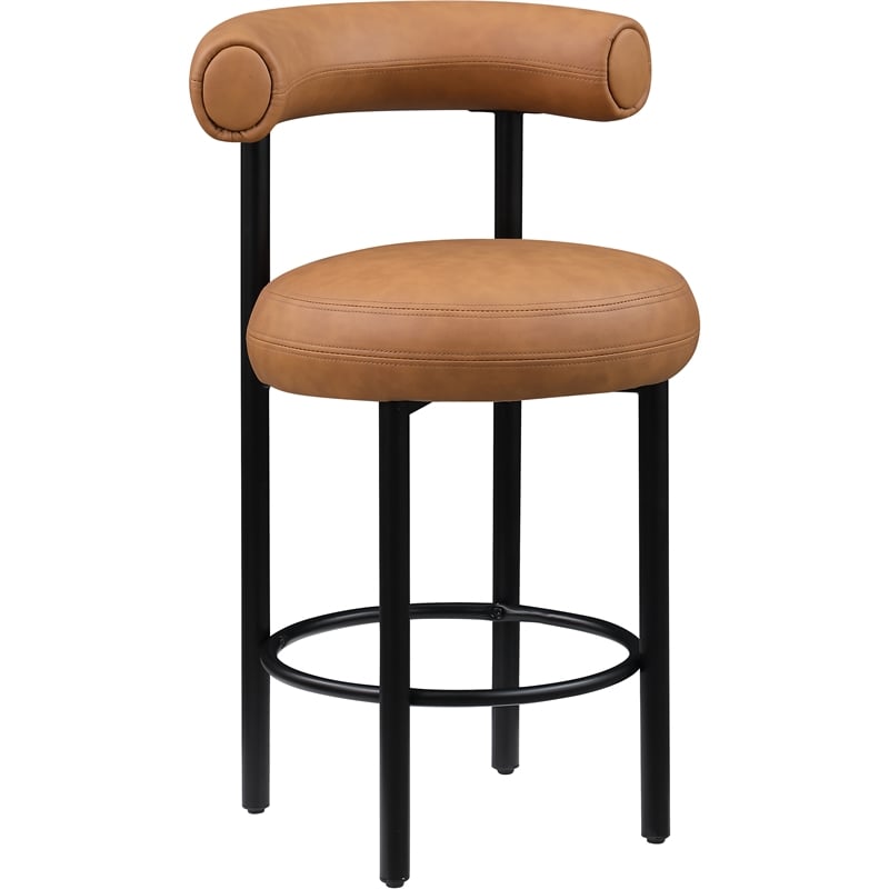 Meridian Furniture Bordeaux Cognac Vegan Leather Counter Stool (Set of 2)