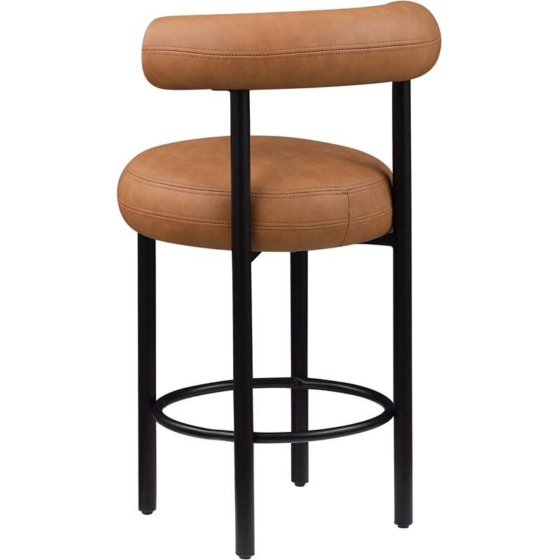 Meridian Furniture Bordeaux Cognac Vegan Leather Counter Stool (Set of 2)