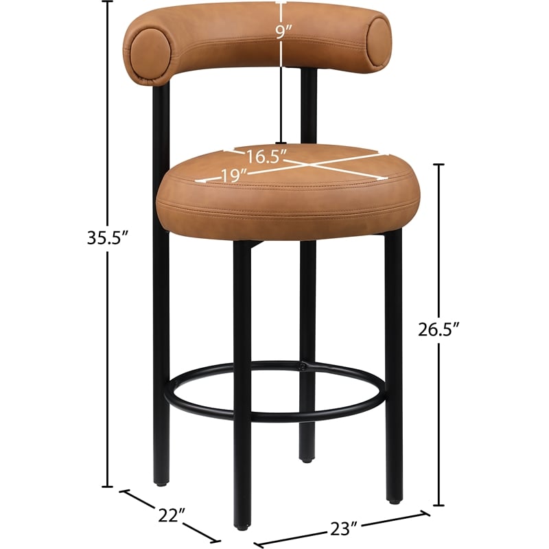 Meridian Furniture Bordeaux Cognac Vegan Leather Counter Stool (Set of 2)