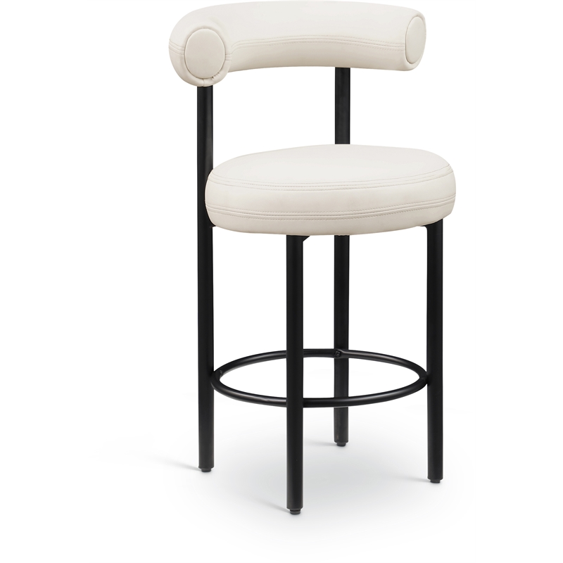 Meridian Furniture Bordeaux Cream Vegan Leather Counter Stool (Set of 2)
