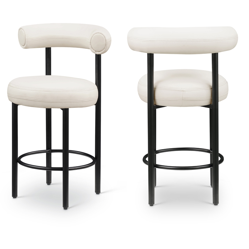 Meridian Furniture Bordeaux Cream Vegan Leather Counter Stool (Set of 2)