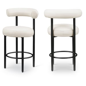 Meridian Furniture Bordeaux Cream Vegan Leather Counter Stool (Set of 2)