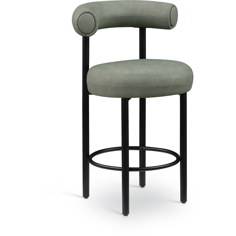 Meridian Furniture Bordeaux Green Vegan Leather Counter Stool (Set of 2)