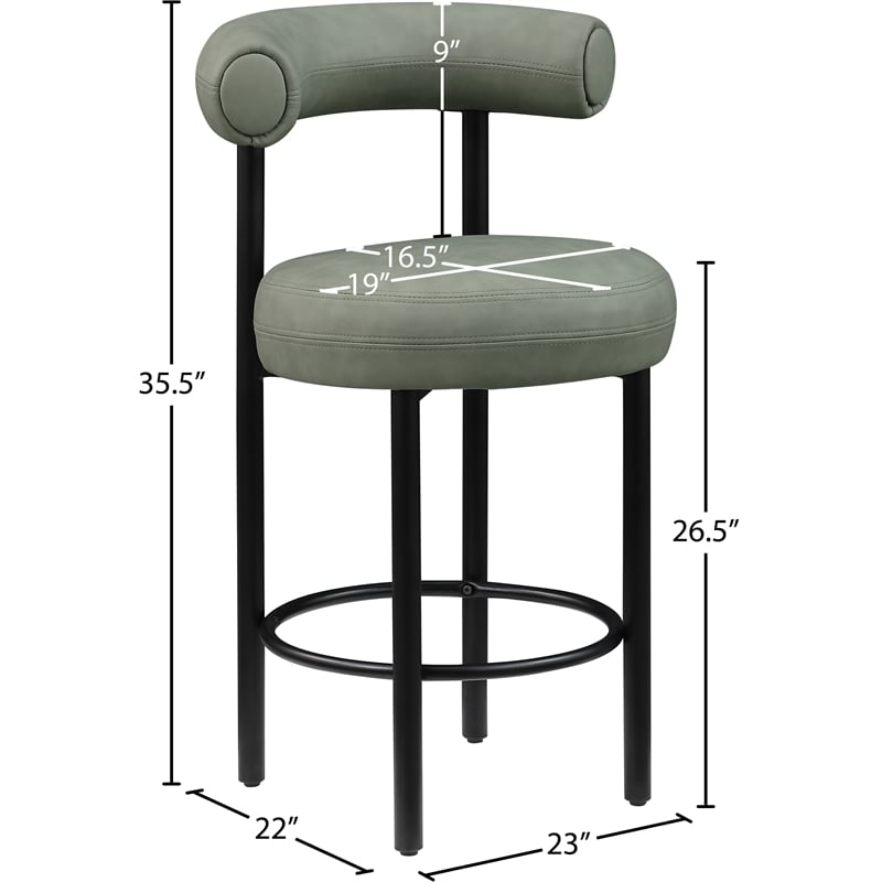 Meridian Furniture Bordeaux Green Vegan Leather Counter Stool (Set of 2)