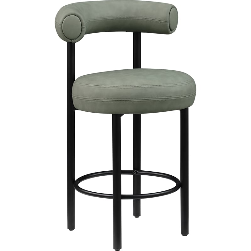 Meridian Furniture Bordeaux Green Vegan Leather Counter Stool (Set of 2)
