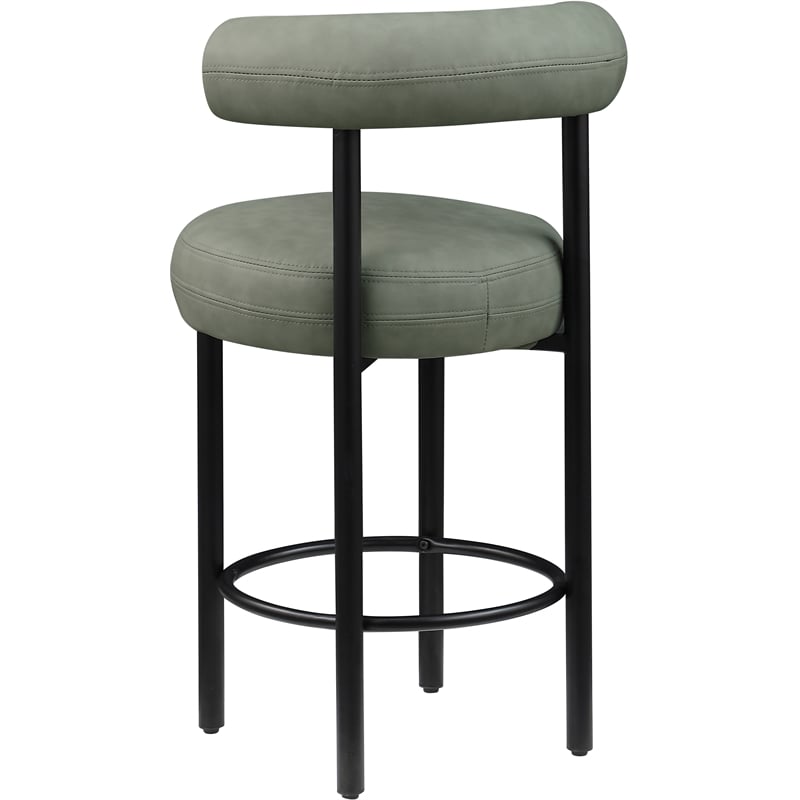 Meridian Furniture Bordeaux Green Vegan Leather Counter Stool (Set of 2)