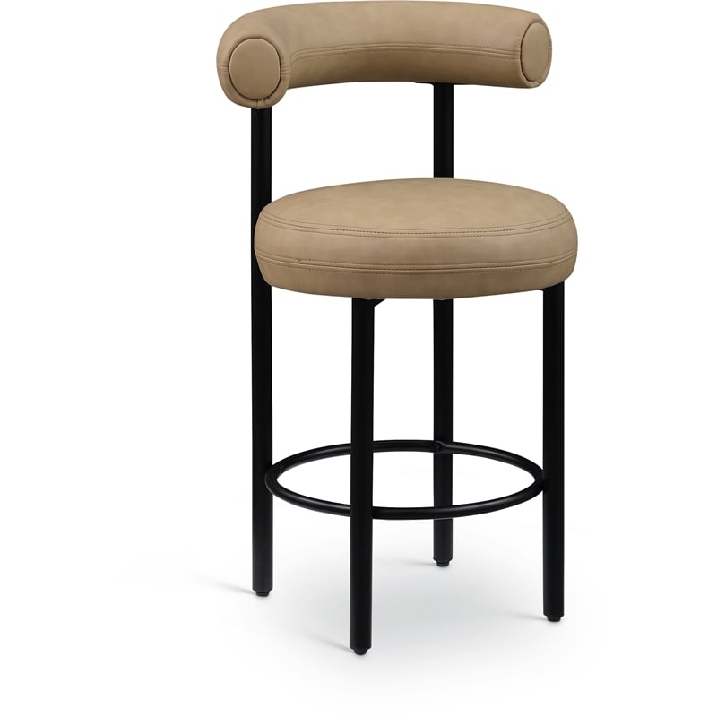 Meridian Furniture Bordeaux Tan Vegan Leather Counter Stool (Set of 2)