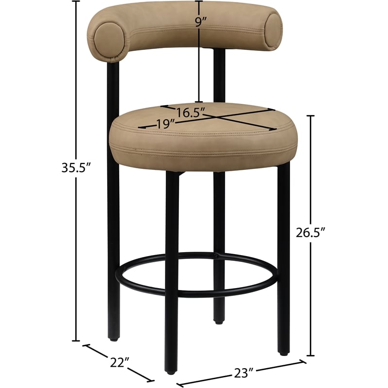 Meridian Furniture Bordeaux Tan Vegan Leather Counter Stool (Set of 2)