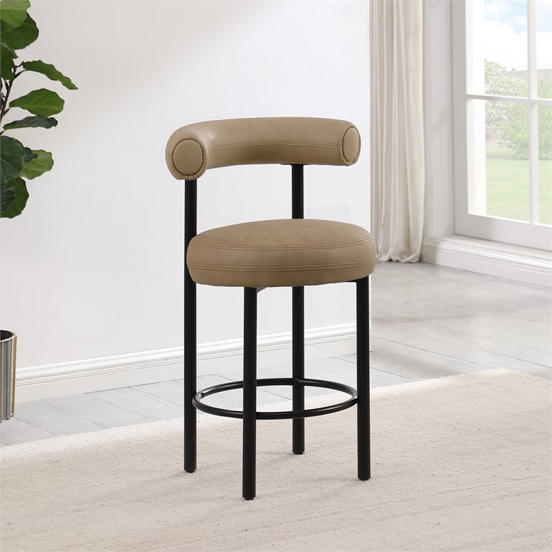 Meridian Furniture Bordeaux Tan Vegan Leather Counter Stool (Set of 2)