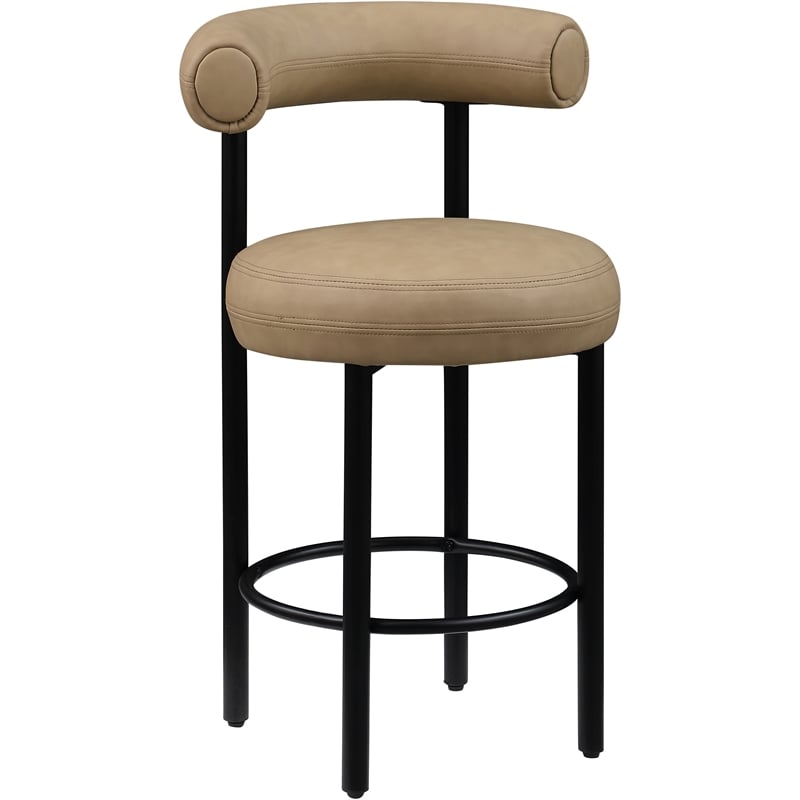 Meridian Furniture Bordeaux Tan Vegan Leather Counter Stool (Set of 2)
