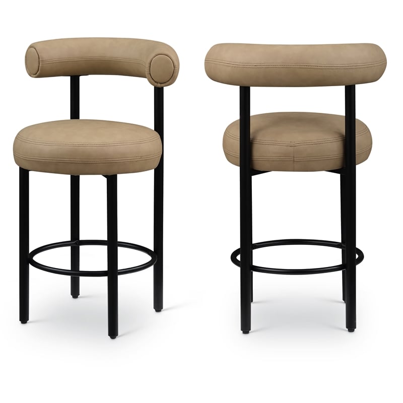 Meridian Furniture Bordeaux Tan Vegan Leather Counter Stool (Set of 2)