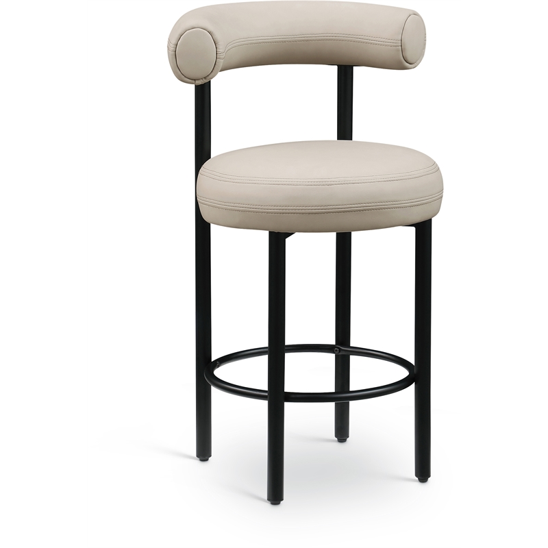 Meridian Furniture Bordeaux Taupe Vegan Leather Counter Stool (Set of 2)