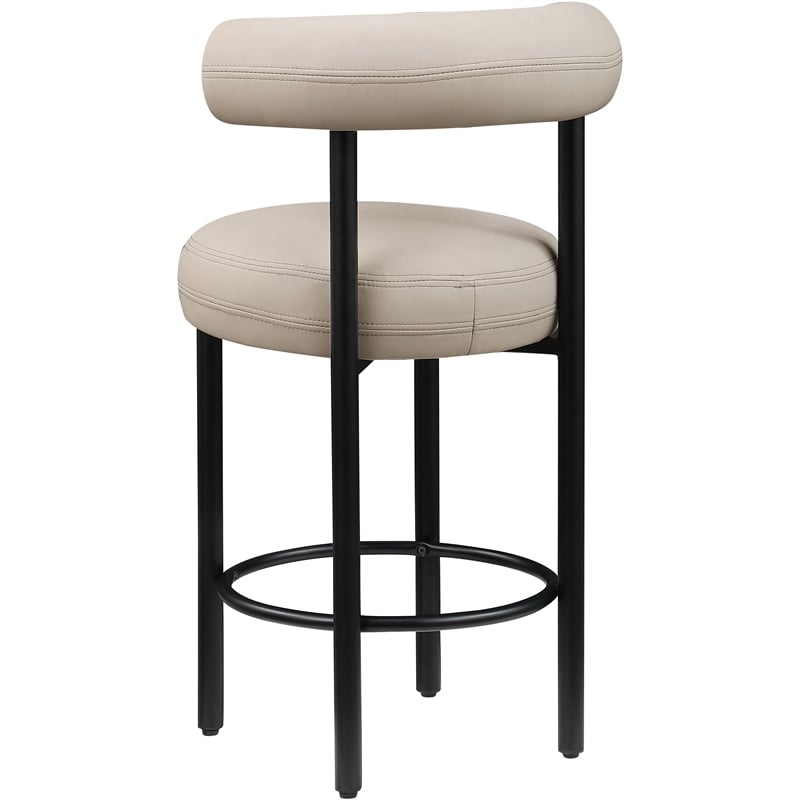 Meridian Furniture Bordeaux Taupe Vegan Leather Counter Stool (Set of 2)