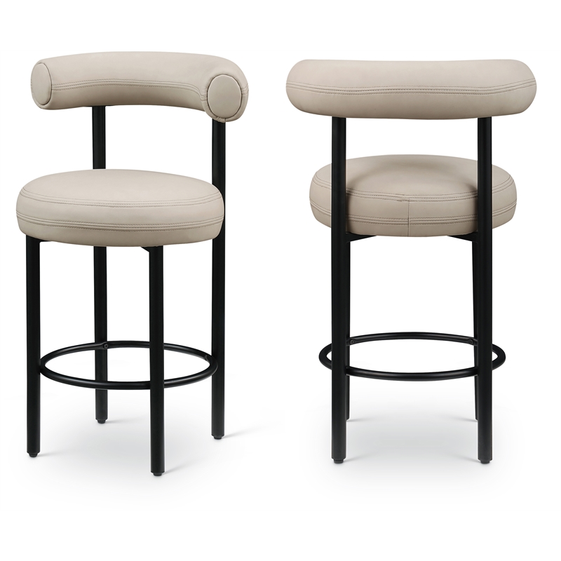 Meridian Furniture Bordeaux Taupe Vegan Leather Counter Stool (Set of 2)