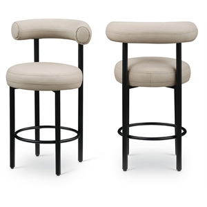 Meridian Furniture Bordeaux Taupe Vegan Leather Counter Stool (Set of 2)