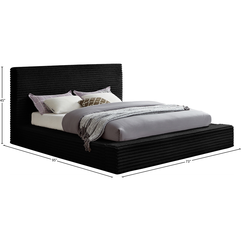 Meridian Furniture Dexter Black Corduroy Queen Bed