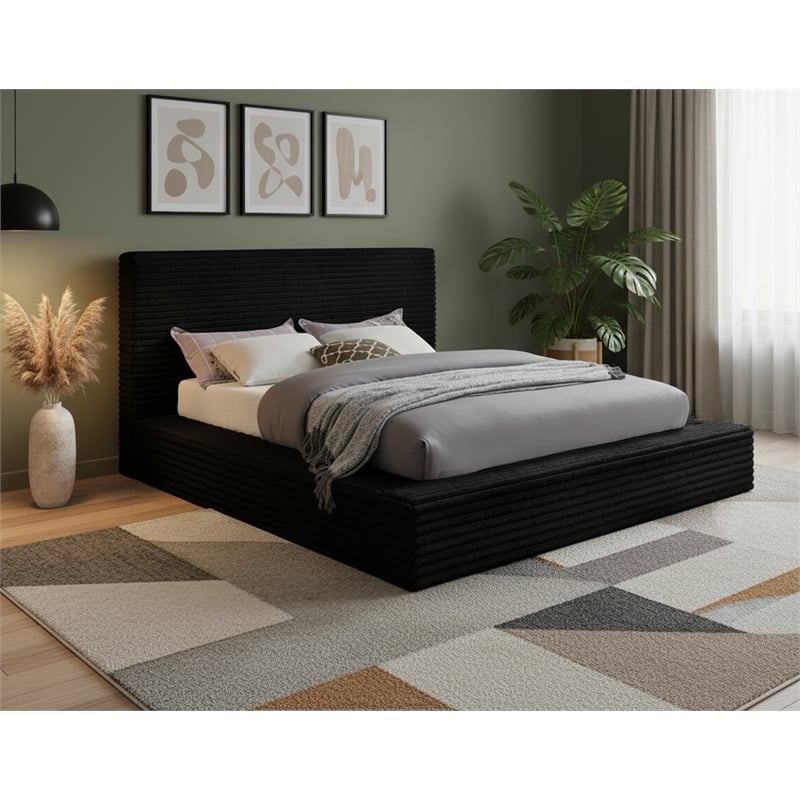 Meridian Furniture Dexter Black Corduroy Queen Bed