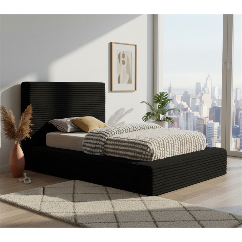 Meridian Furniture Dexter Black Corduroy Twin Bed
