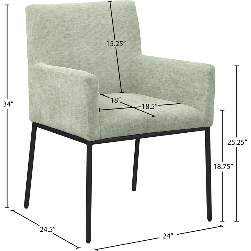 Meridian Furniture Reeves Mint Chenille Fabric Dining Chair (Set of 2)