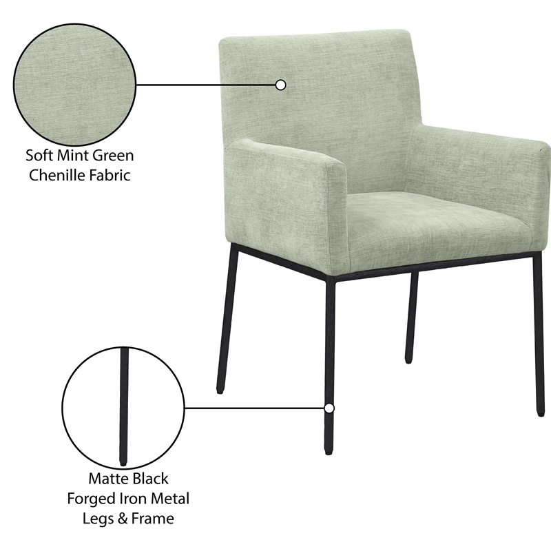 Meridian Furniture Reeves Mint Chenille Fabric Dining Chair (Set of 2)