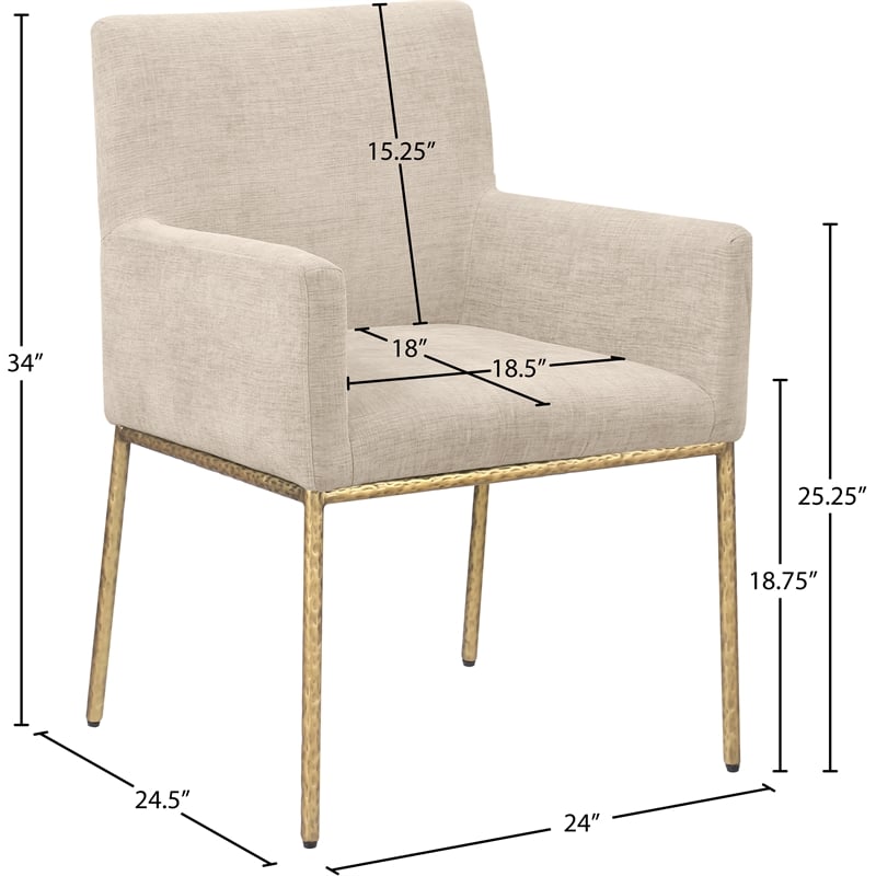 Meridian Furniture Reeves Beige Chenille Fabric Dining Chair (Set of 2)