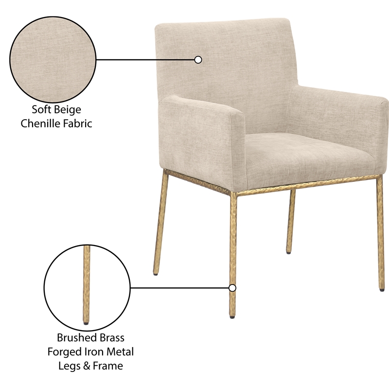 Meridian Furniture Reeves Beige Chenille Fabric Dining Chair (Set of 2)