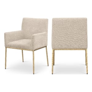 Meridian Furniture Reeves Beige Chenille Fabric Dining Chair (Set of 2)