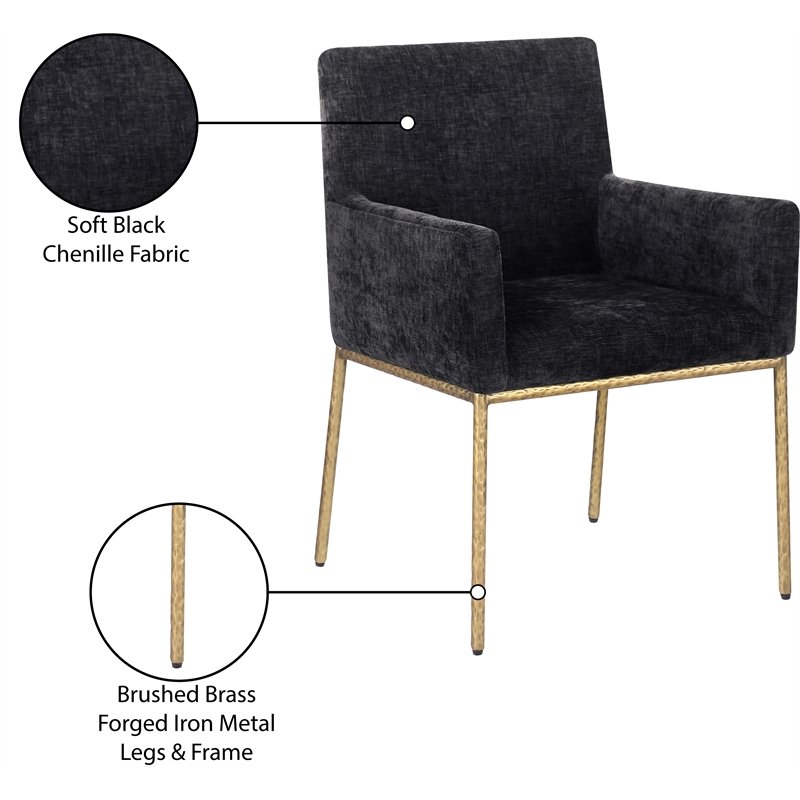 Meridian Furniture Reeves Black Chenille Fabric Dining Chair (Set of 2)