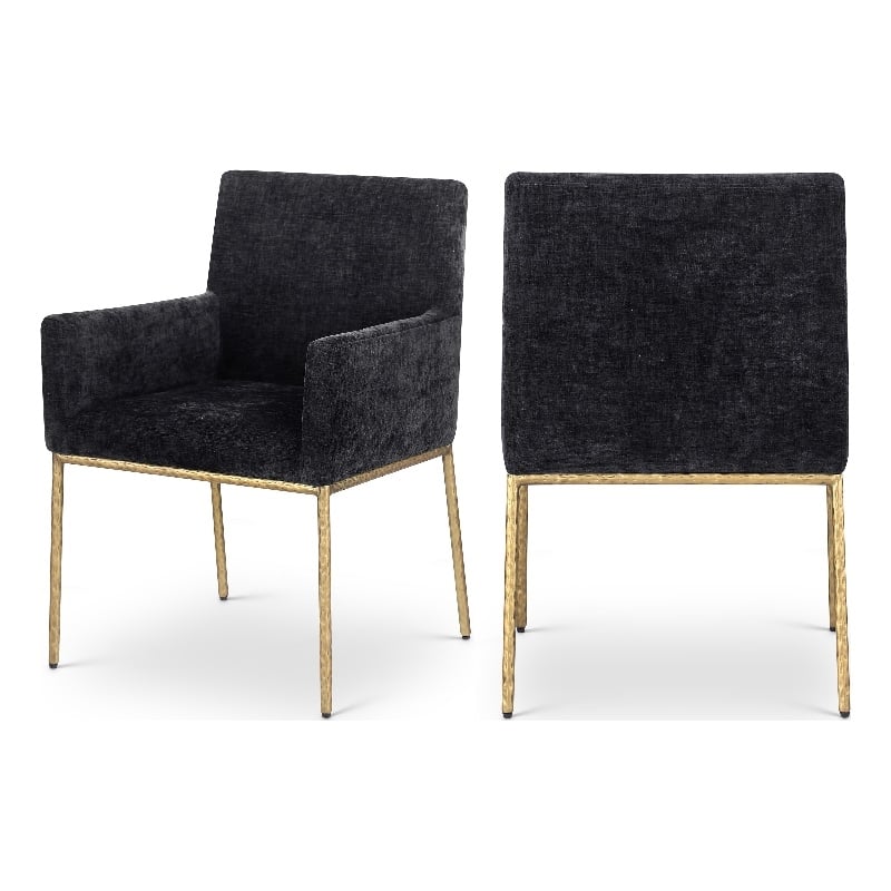 Meridian Furniture Reeves Black Chenille Fabric Dining Chair (Set of 2)