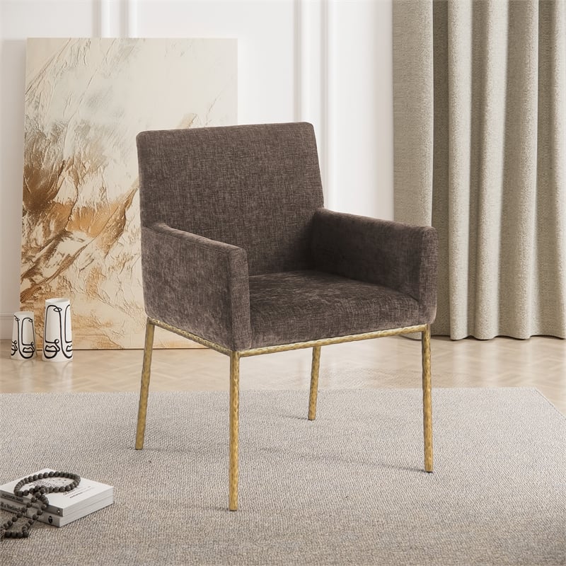 Meridian Furniture Reeves Brown Chenille Fabric Dining Chair (Set of 2)