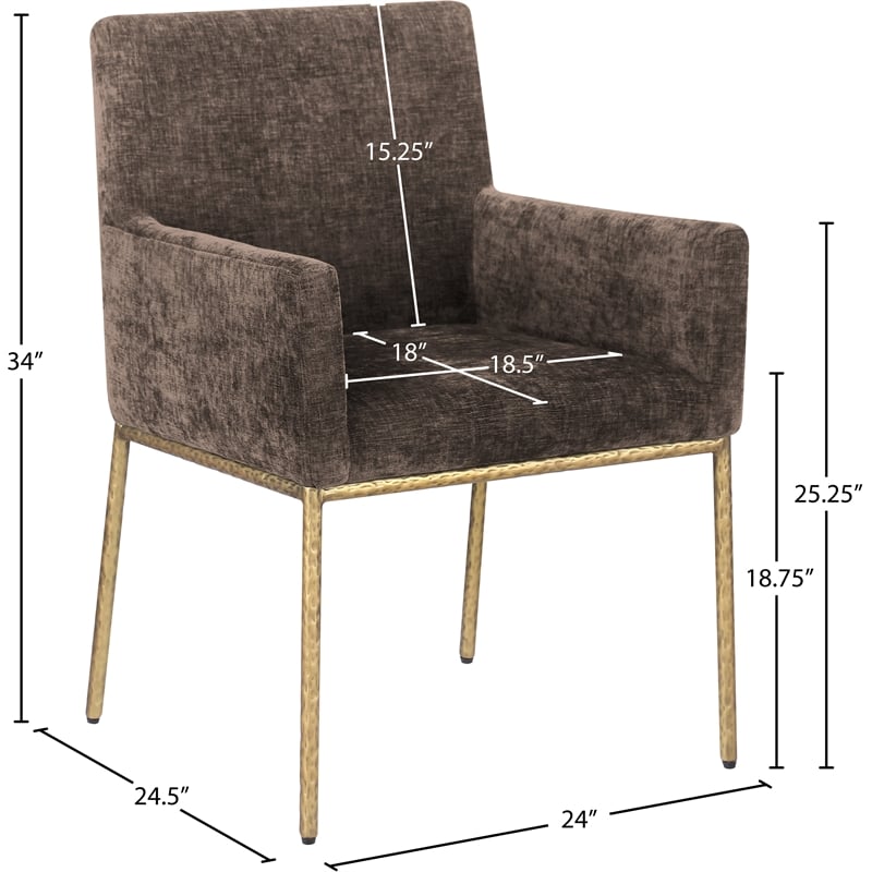 Meridian Furniture Reeves Brown Chenille Fabric Dining Chair (Set of 2)