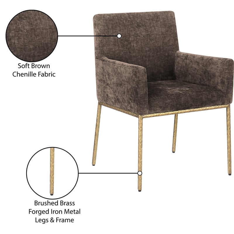 Meridian Furniture Reeves Brown Chenille Fabric Dining Chair (Set of 2)