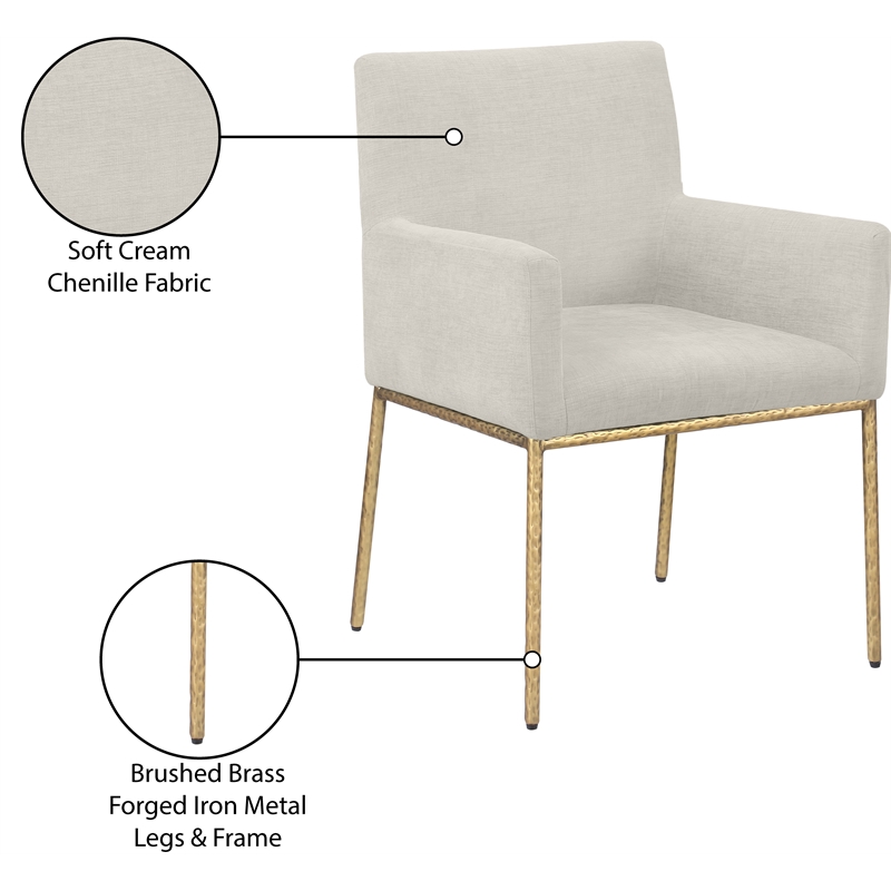 Meridian Furniture Reeves Cream Chenille Fabric Dining Chair (Set of 2)