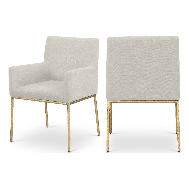 Meridian Furniture Reeves Cream Chenille Fabric Dining Chair (Set of 2)