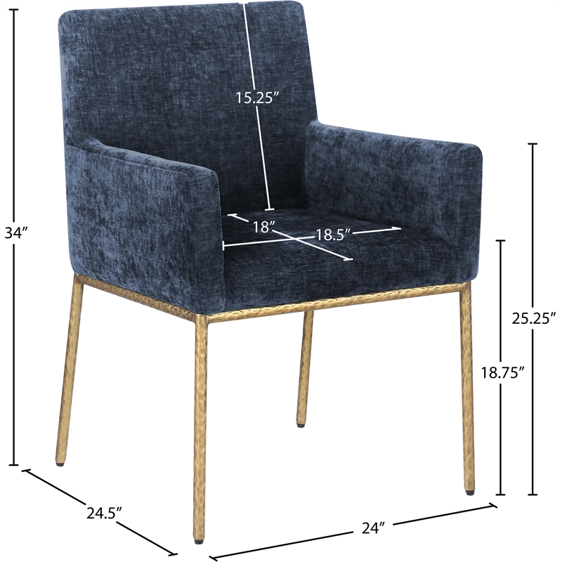 Meridian Furniture Reeves Navy Chenille Fabric Dining Chair (Set of 2)