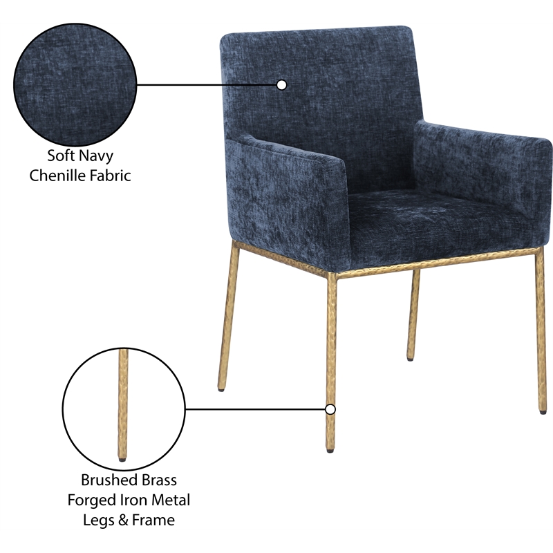 Meridian Furniture Reeves Navy Chenille Fabric Dining Chair (Set of 2)
