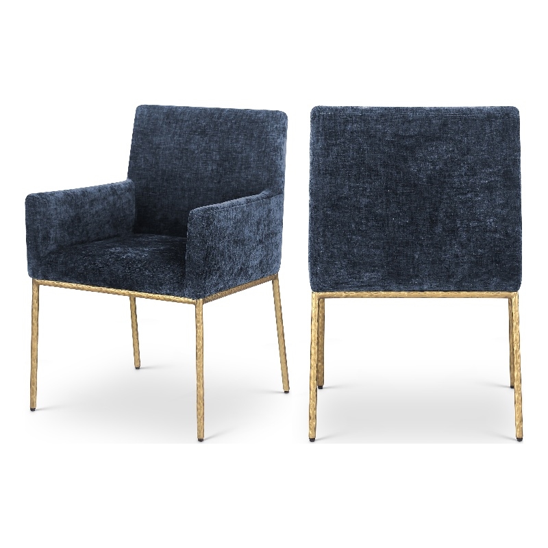 Meridian Furniture Reeves Navy Chenille Fabric Dining Chair (Set of 2)