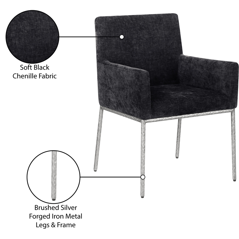 Meridian Furniture Reeves Black Chenille Fabric Dining Chair (Set of 2)
