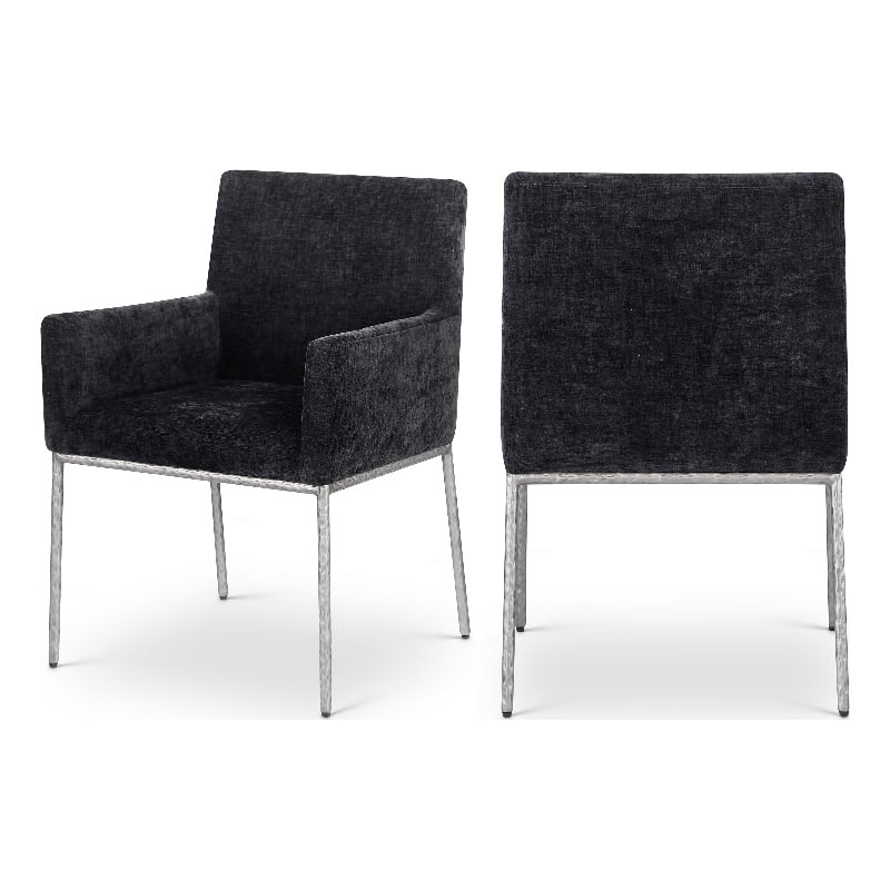 Meridian Furniture Reeves Black Chenille Fabric Dining Chair (Set of 2)